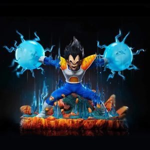 Figurine Majin Vegeta 22 cm – Dragon Ball Z | Attaque Énergétique Double avec Effets Bleus