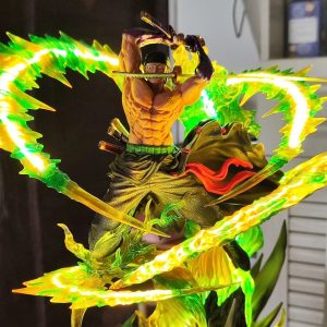 Figurine Roronoa Zoro Attaque Éclair 30 cm – One Piece | Effets Lumineux Verts & Style Santoryu