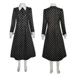 Costume Cosplay Wednesday Addams – Robe Noire à Col Blanc | Tailles Enfant & Adulte