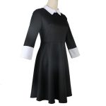 Costume Cosplay Wednesday Addams – Robe Noire Classique Col Blanc