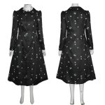 Costume Cosplay Wednesday Addams – Robe Noire Longue à Motifs Floraux