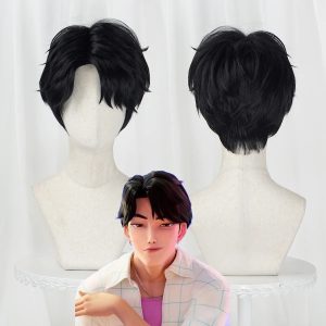 Perruque Cosplay Jinu – KPop Demon Hunters – Cheveux Noirs Naturels Taille Unique