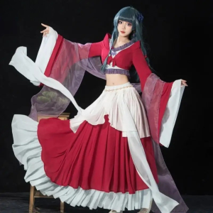 Cosplay Maomao – Robe de Danse Hanfu Rouge & Blanche | Tenue Traditionnelle Inspirée de L’Apothicaire Diaries