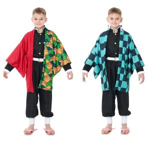 Costume Demon Slayer Enfant – Cosplay Kimono Tanjiro, Zenitsu, Rengoku, Giyuu