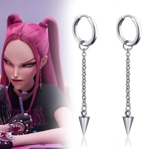 Boucles d’oreilles Mira – KPOP Demon Hunter | Style punk argenté inspiré du film