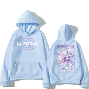 Sweat à Capuche KPOP Demon Hunter – HUNTR/X Girls Bleu Clair | Hoodie Unisexe Style K-pop & Anime