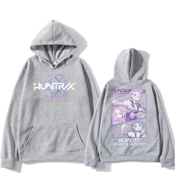 Sweat à Capuche KPOP Demon Hunter – HUNTR/X Girls Gris Clair | Hoodie Unisexe Style K-pop & Anime Sweat à Capuche KPOP Demon Hunter – HUNTR/X Girls Gris Clair | Hoodie Unisexe Style K-pop & Anime