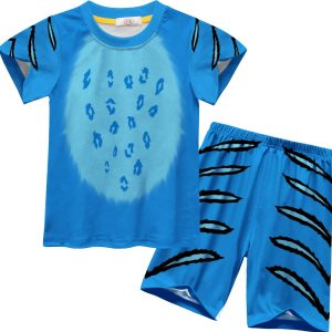 Ensemble Enfant Derpy – KPOP Demon Hunter | T-shirt et Short Cosplay Bleu Inspirés du Film
