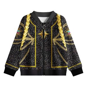 Veste Enfant KPOP Demon Hunter – Blouson Noir et Or Édition Stellaire Inspiré du Film