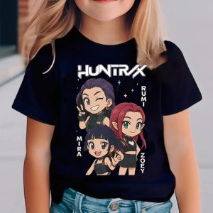 T-shirt Enfant KPOP Demon Hunter – HUNTR/X Girls | Rumi, Zoey & Mira – Style K-pop et Anime