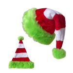 Chapeau Noël Longue Peluche Unisexe – Bonnet Festif Rouge & Vert Ultra Doux