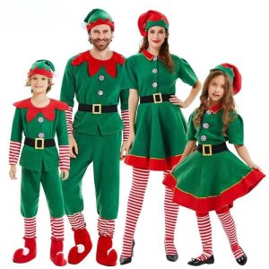 Costume Elfe de Noël Famille – Tenue Elfique Verte Enfant & Adulte pour Fêtes et Cosplay