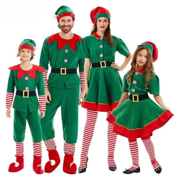 Costume Elfe de Noël Famille – Tenue Elfique Verte Enfant & Adulte pour Fêtes et Cosplay