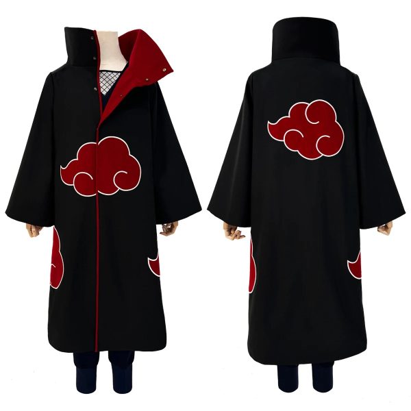 Cosplay Akatsuki Premium – Cape Uchiha Itachi & Sasuke Brodée (Avec ou Sans Capuche)
