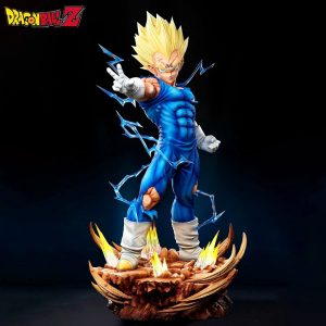 Figurine Dragon Ball Z – Majin Vegeta Super Saiyan 31,5 cm avec Base Lumineuse